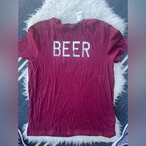 Mens maroon Jcrew Shirt that says BEER